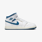 Nike Air Jordan 1 Mid SE (GS) – White / Industrial Blue / Sail