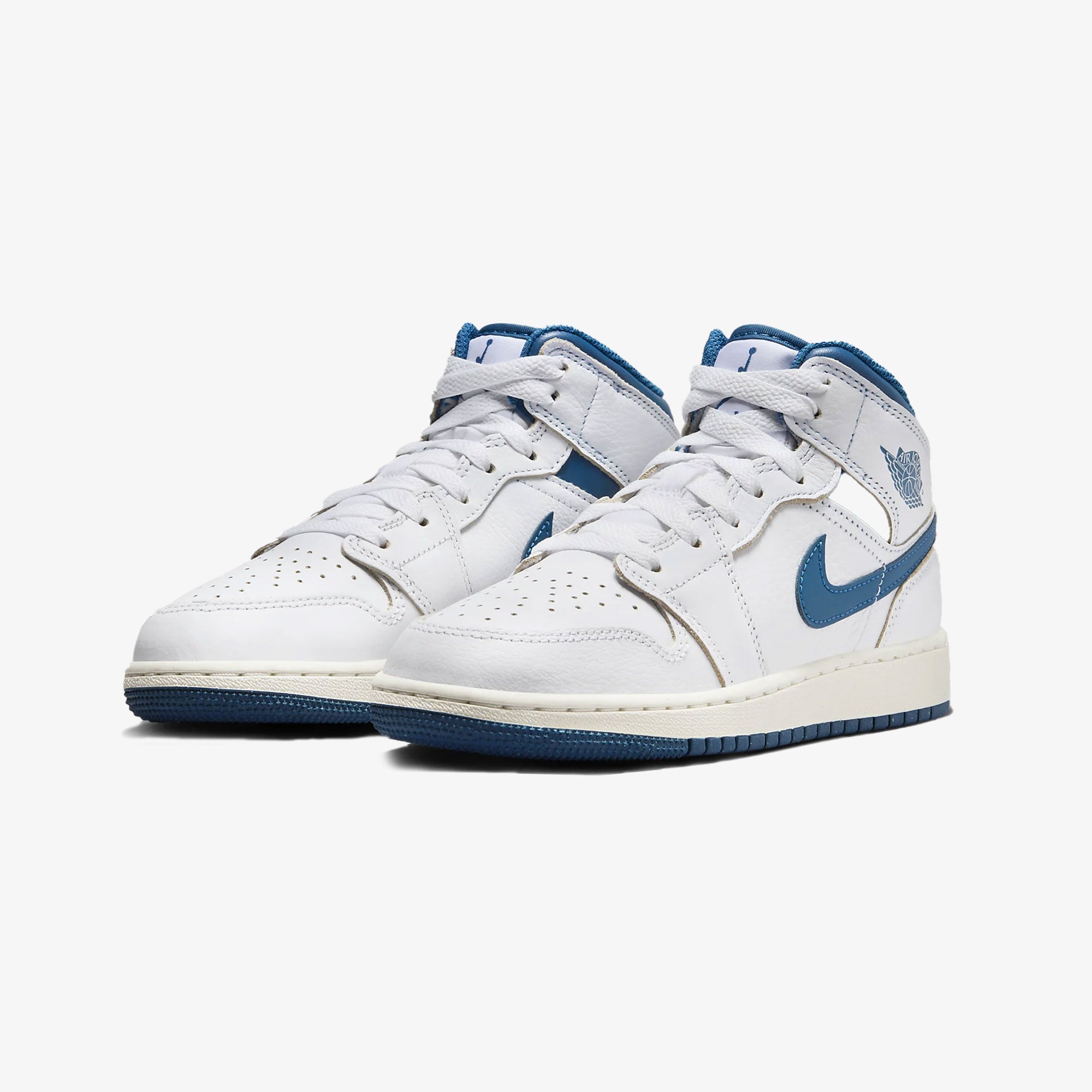Nike Air Jordan 1 Mid SE (GS) – White / Industrial Blue / Sail