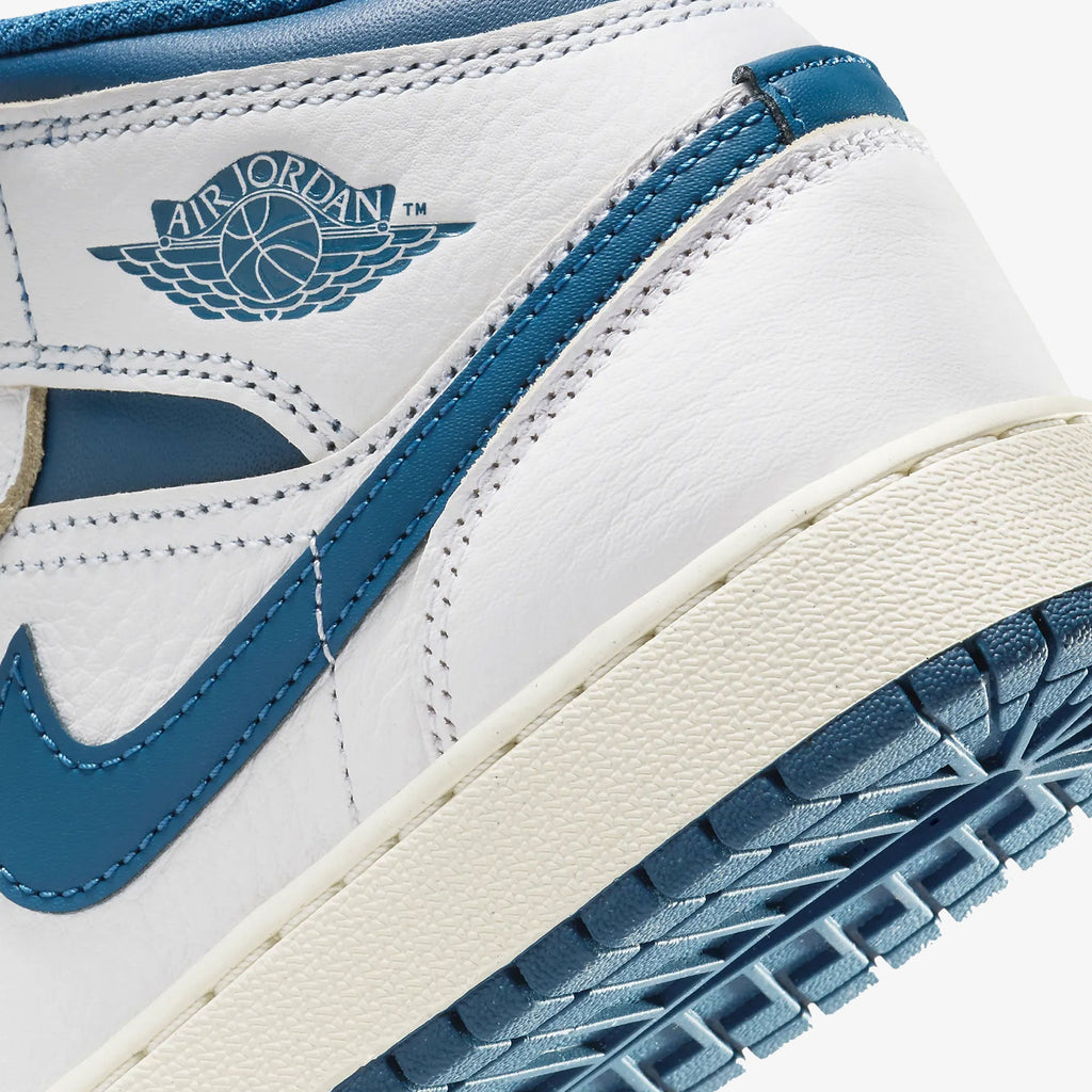 Nike Air Jordan 1 Mid SE (GS) – White / Industrial Blue / Sail