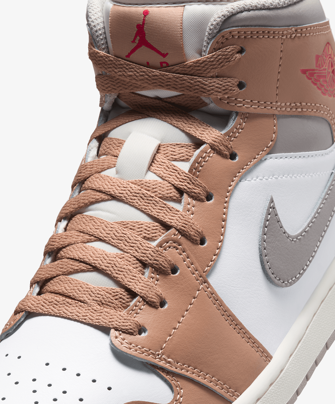 Nike Air Jordan 1 Mid – Hemp / Fire Red / White / College Grey