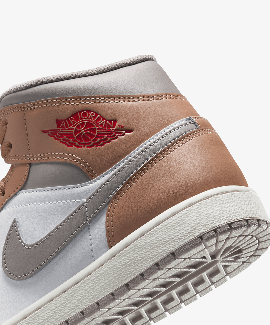 Nike Air Jordan 1 Mid – Hemp / Fire Red / White / College Grey