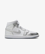 Nike Air Jordan 1 Mid SE – White / Metallic Silver / Wolf Grey