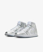 Nike Air Jordan 1 Mid SE – White / Metallic Silver / Wolf Grey